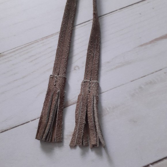 Noonday Collection Kantha Foldover Crossbody Bag Suede Leather Cotton BrownBlue - Picture 12 of 16